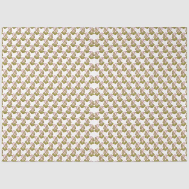 a white background with green leaves on it tissue paper (Front)