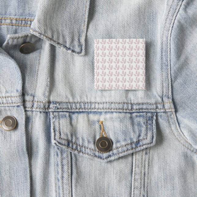 a white background with pink leaves on it 2 inch square button (In Situ)