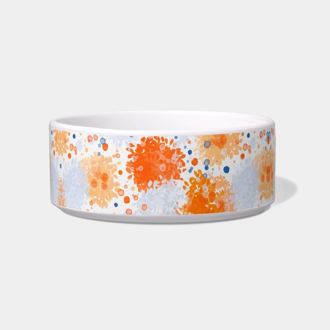 A white ceramic bowl features a pattern of abstrac (Front)