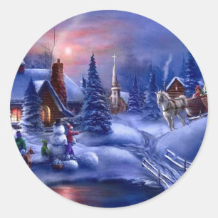A White Christmas Classic Round Sticker