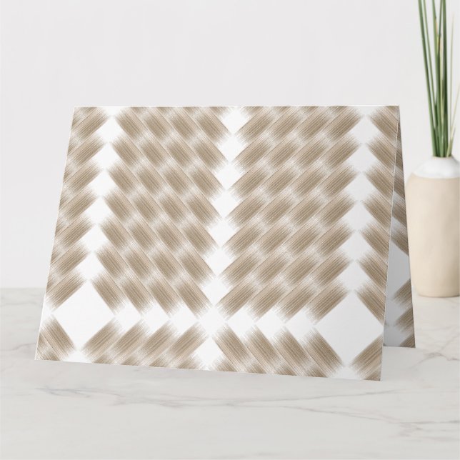 A white, equilateral triangle centred on a plain  card (Front)