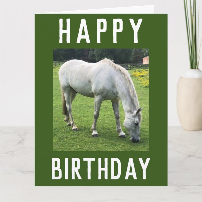 A White Horse Image on a Birthday Card (Front)