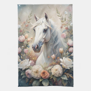 A White Horse  Kitchen Towel