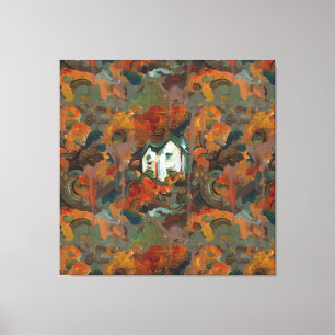 A White House & Autumn Trees Canvas Print
