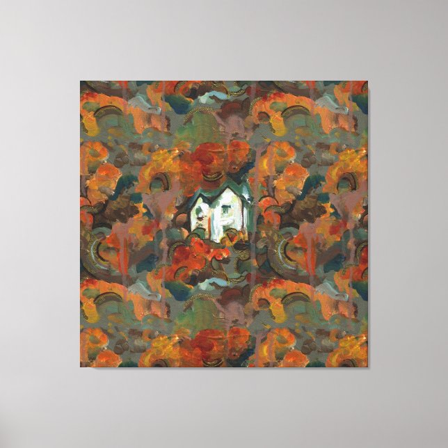 A White House & Autumn Trees Canvas Print (Front)