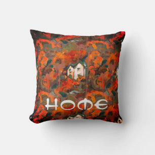 A White House & Autumn Trees in Wales Throw Pillow
