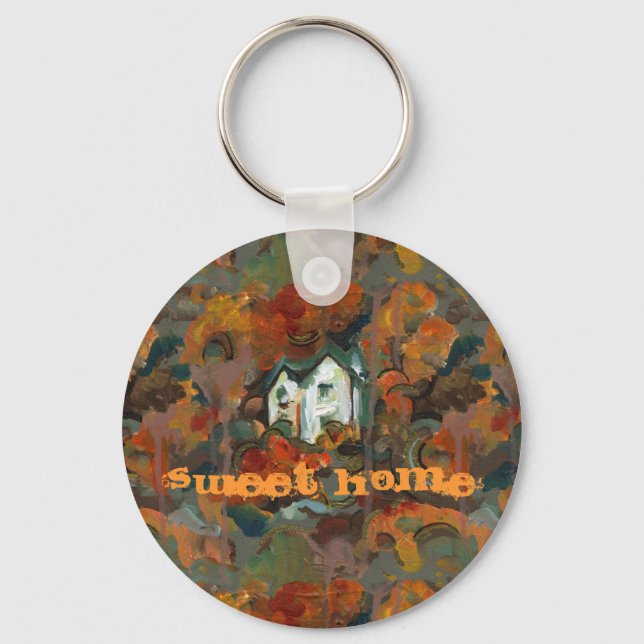 A White House & Autumn Trees Keychain (Front)