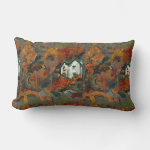 A White House & Autumn Trees Lumbar Pillow