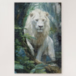 A white lion puzzle<br><div class="desc">An ink painting of a majestuous white lion as a puzzle,  A.I partial art</div>