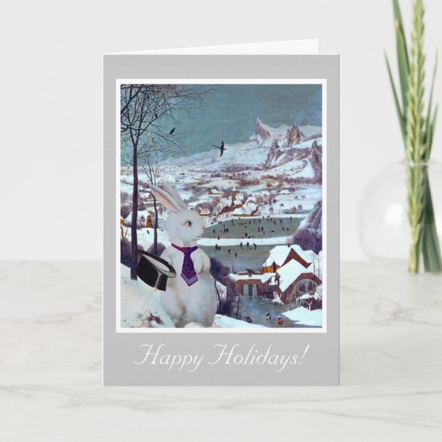 A White Rabbit Christmas - Vintage Art Card (Front)