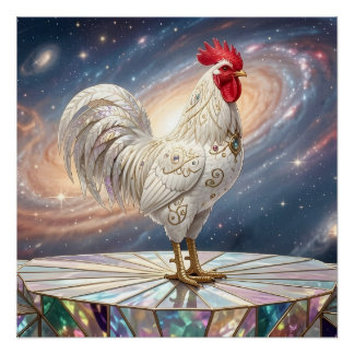 A white rooster. poster