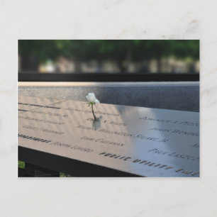 A white rose on Ground Zero Memorial Postcard