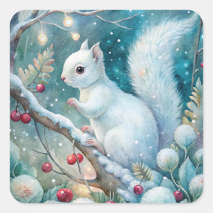 A White Squirrel Square Sticker