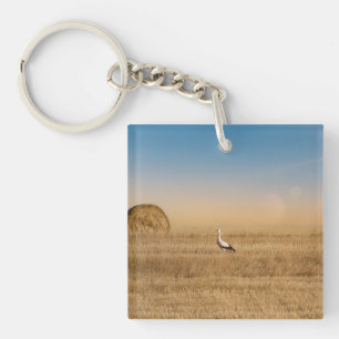 A white stork  keychain
