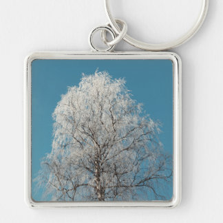 A White Willow Tree Against Cloudless Blue Sky Keychain