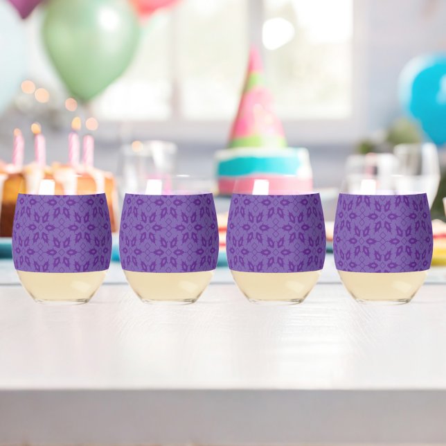 A white wrapping paper with a repeating pattern of stemless wine glass (Insitu (Birthday))