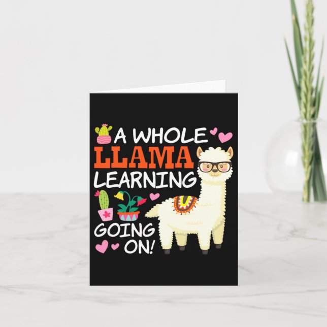 A Whole Llama Learning Going On Teachers Students Card (Front)