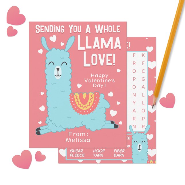 A Whole Llama Love Classroom Valentine's Day Card (Creator Uploaded)