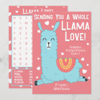 A Whole Llama Love Classroom Valentine's Day