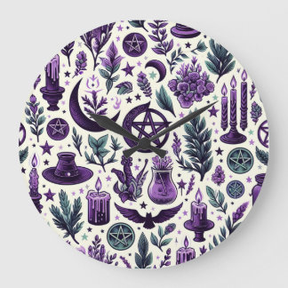 A Wiccan Pattern 1 Large Clock