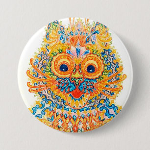A Wide Eyed Cat, Louis Wain 3 Inch Round Button
