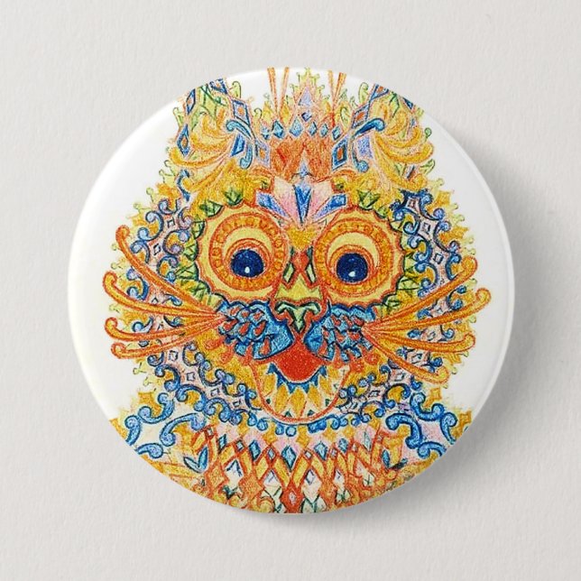 A Wide Eyed Cat, Louis Wain 3 Inch Round Button (Front)