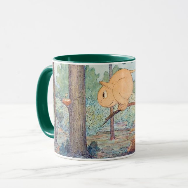A ‘Wiggle Much’ Creature Looking at a Bird’s Nest Mug (Front Left)