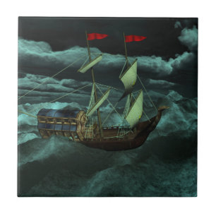 A Wild and Stormy Sea Decorative Tile