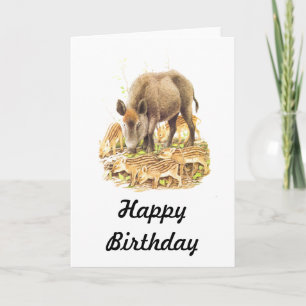 A Wild Boar and Babies Card