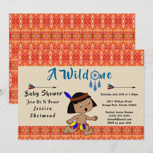 A Wild One Baby Shower Tribal Arrows Abstract Card (Front/Back)