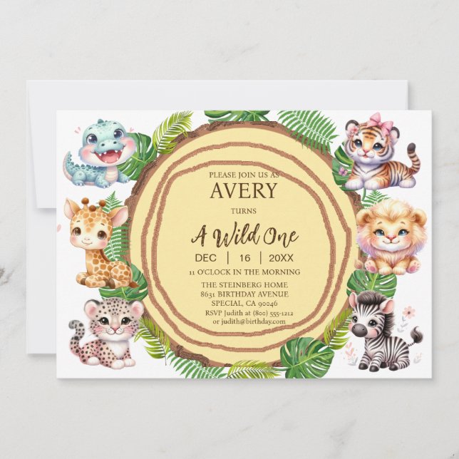 A Wild One Boy's First Birthday Invitations (Front)