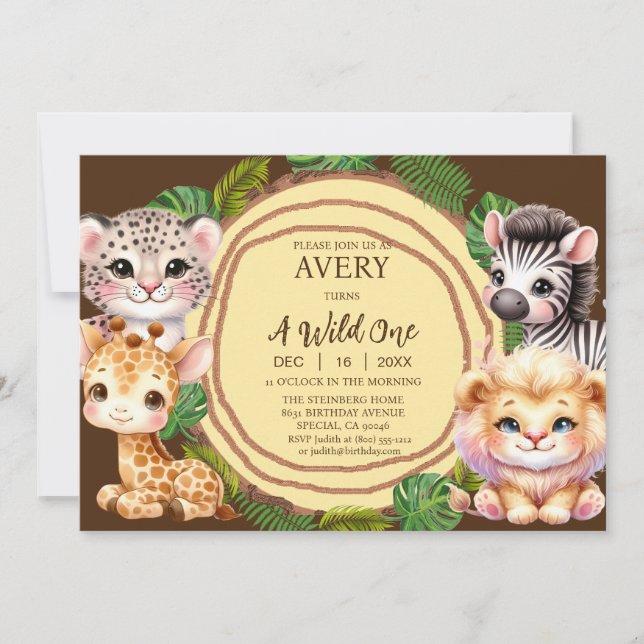 A Wild One Boy's First Birthday Invitations (Front)