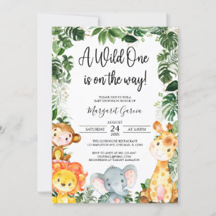 A Wild One Safari Jungle Animals Baby Shower Invit Invitation