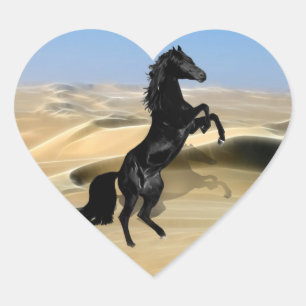 A wild rearing black stallion heart sticker