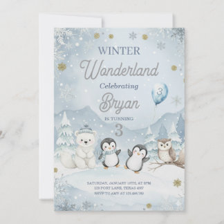 A Wild Winter Wonderland Birthday Invitation