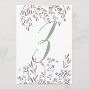A Wildflower Wedding Table No. 3 Double Sided Card