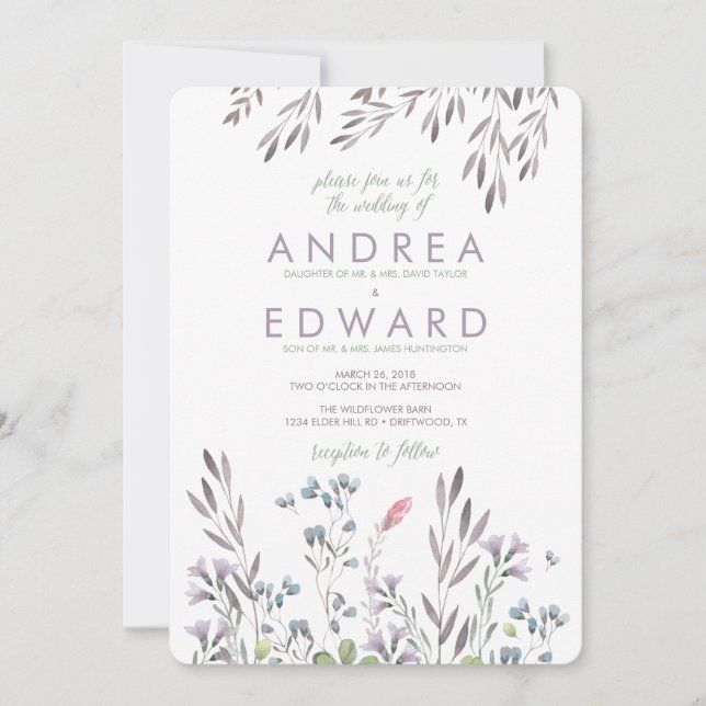 A Wildflower Wedding v2 Invitation (Front)