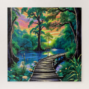 A winding wooden boardwalk  jigsaw puzzle
