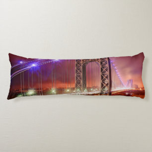 A windy and rainy evening view from Fort Lee Body Pillow