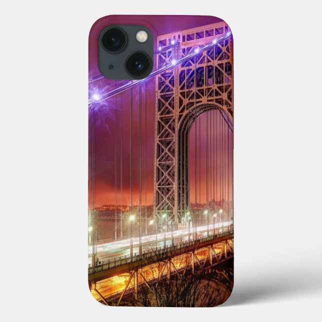 A windy and rainy evening view from Fort Lee Case-Mate iPhone Case (Back)