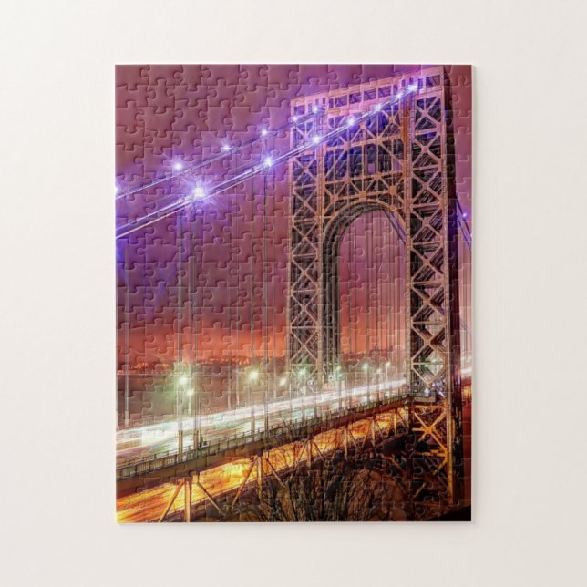 A windy and rainy evening view from Fort Lee Jigsaw Puzzle (Vertical)