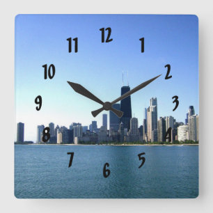 A Windy City Across the Lake Square Wall Clock