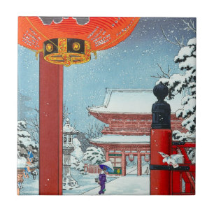 A Winter Day at the Temple Asakusa  Tsuchiya Koits Tile