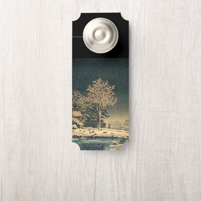 A Winter Day on Sumida River in Japan Door Hanger (On Knob)