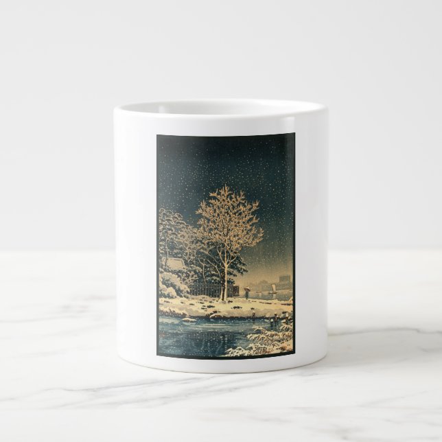A Winter Day on Sumida River in Japan Large Coffee Mug (Front)