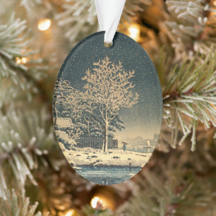 A Winter Day on Sumida River in Japan Ornament