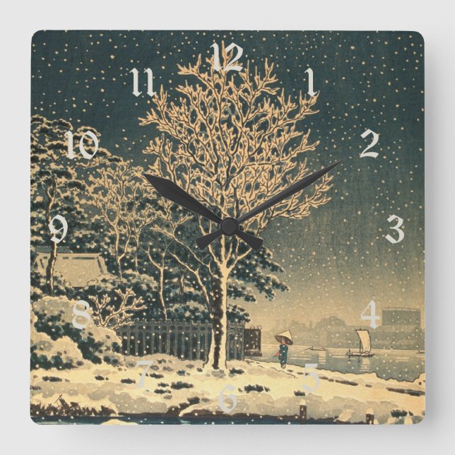 A Winter Day on Sumida River in Japan Square Wall Clock (Front)