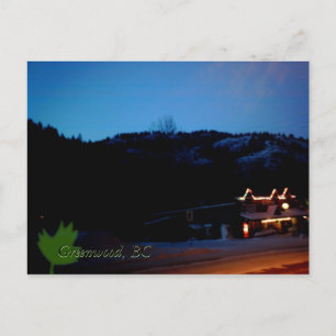 A winter evening in Greenwood, BC Postcard