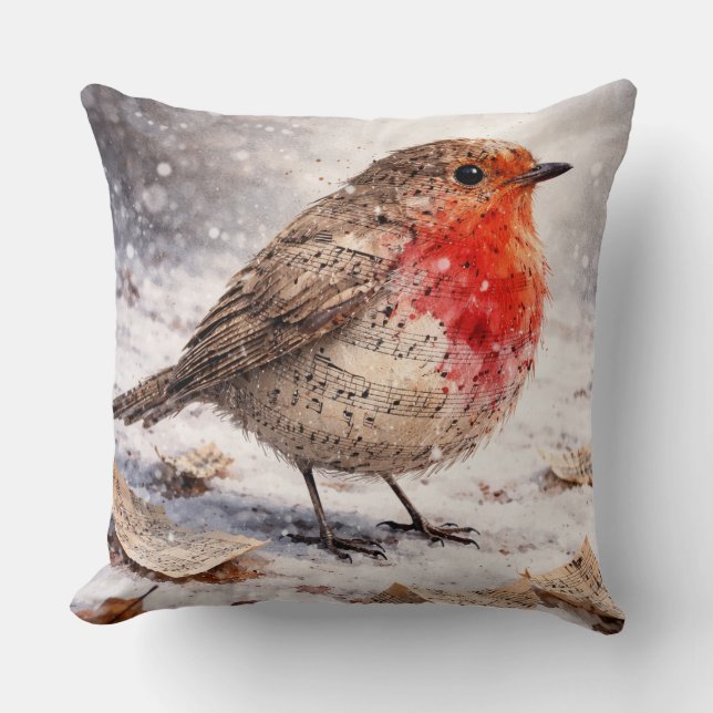 A Winter Melody Throw Pillow (Front)