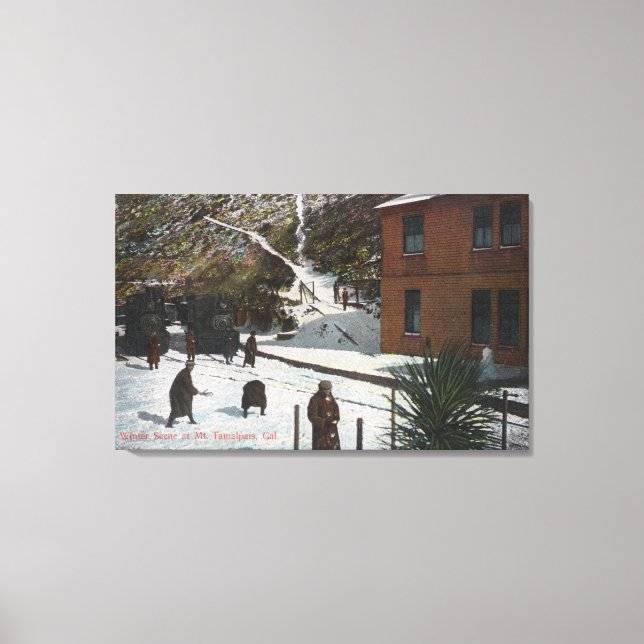 A Winter Scene, Adults Playing in Snow Canvas Print (Front)